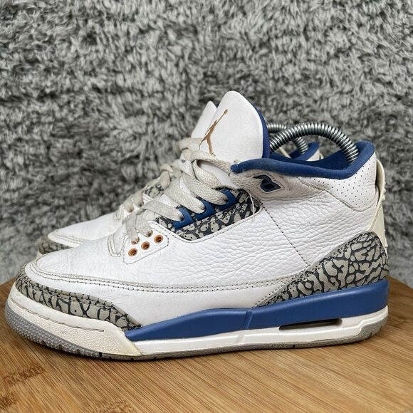 Nike Air Jordan 3 Retro GS Sneakers Shoes Size 4 Y White Blue DM0967-148 - Picture 2 of 9